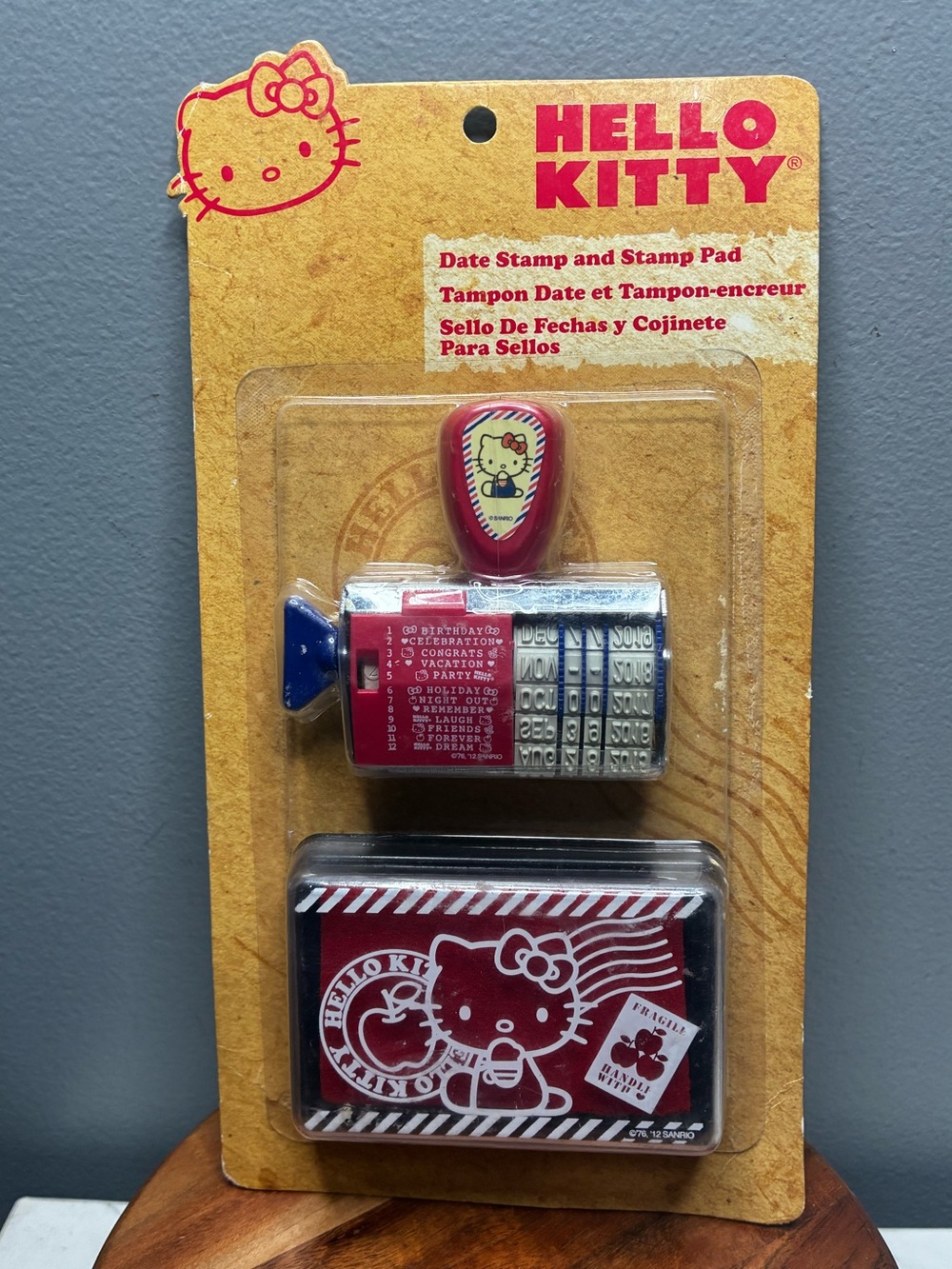 Hello Kitty Sanrio 2012 Date Stamp & Stamp Pad Set Sealed Scrapbooking